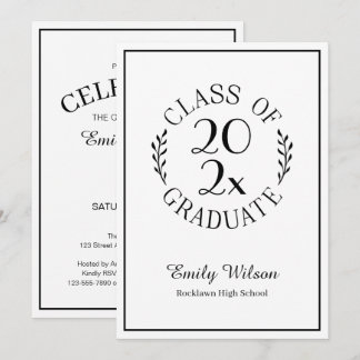 Chic Class Of Black White Emblem Graduation Party Invitation