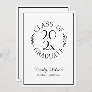 Chic Class Of Black White Emblem Graduation Party Invitation