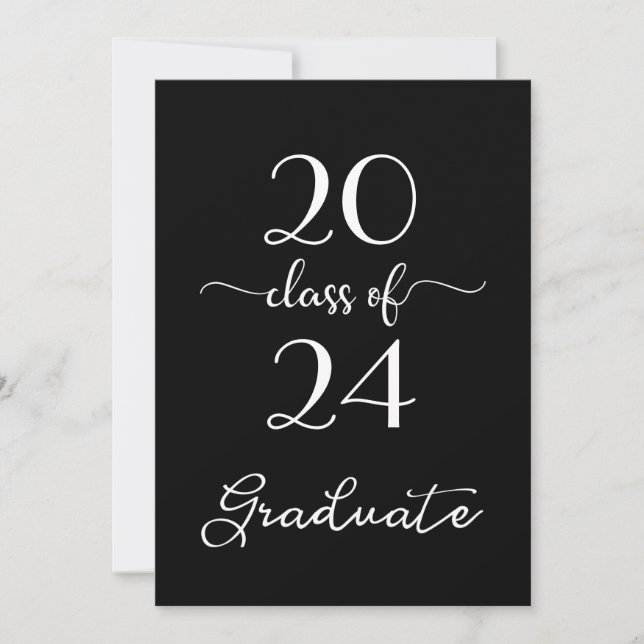 Chic Class Of Year Black White Graduation Party Invitation (Front)
