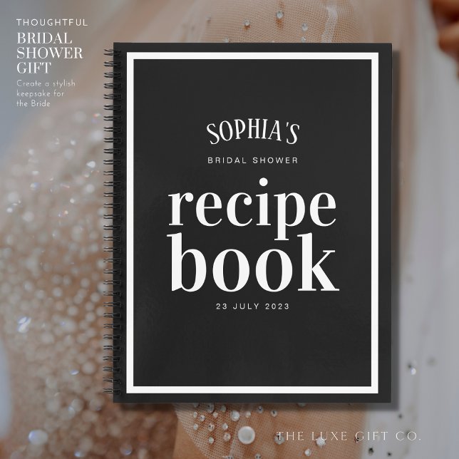 Chic Classic Black and White Bridal Shower Recipe Notebook (Creator Uploaded)