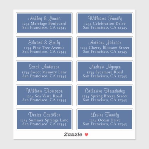 Chic Classic Blue Wedding Guest Address Labels