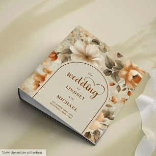 Chic Classic Boho Copper Ivory Olive Floral Memory 3 Ring Binder