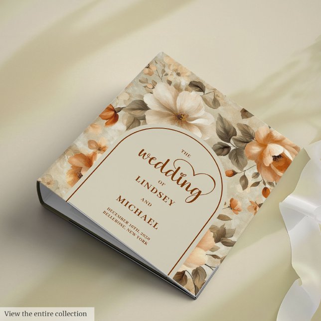 Chic Classic Boho Copper Ivory Olive Floral Memory 3 Ring Binder (Classic Boho Copper Ivory Olive Floral Memory Album

)