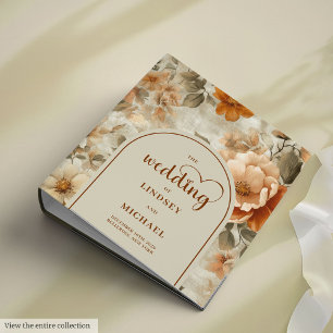 Chic Classic Boho Earthy Beige Sage Floral Wedding 3 Ring Binder