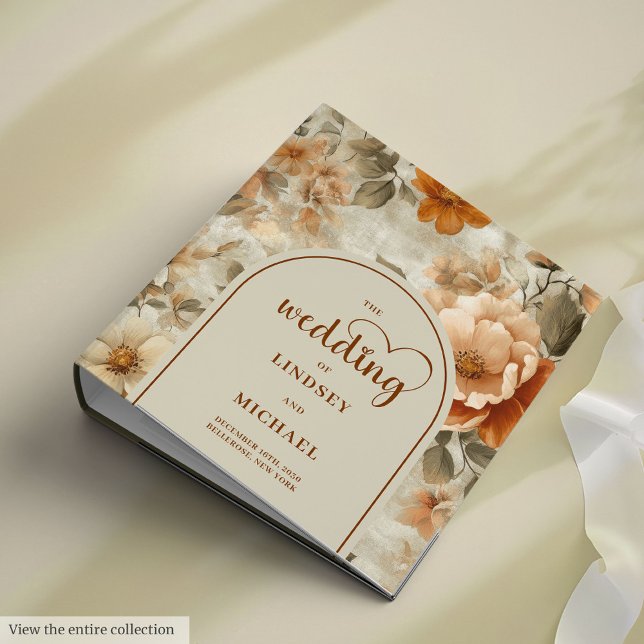 Chic Classic Boho Earthy Beige Sage Floral Wedding 3 Ring Binder (Classic Boho Earthy Beige Sage Floral Wedding Ring Binder

)