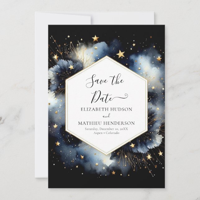 Chic Classic Celestial Wedding Save The Date (Front)