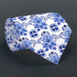 Chic Classic Dutch Delft Blue Floral Art Pattern Tie<br><div class="desc">Unique neck tie with elegant typical and customary flower pattern design. Made for the lover of pretty Delfts Blue pottery from the Netherlands. Ornate, funky, modern and whimsical hipster design for the artistic or artsy hip trendsetter, vintage retro, nouveau deco art style or abstract graphic digital geometric motif lover. Unique,...</div>