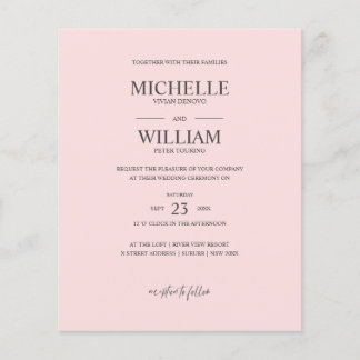 Chic Classic Plain Pink Elegant Budget Wedding