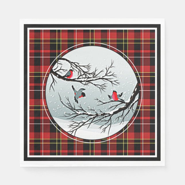 Chic Classic Red Black Yellow White Tartan Pattern Napkins (Front)