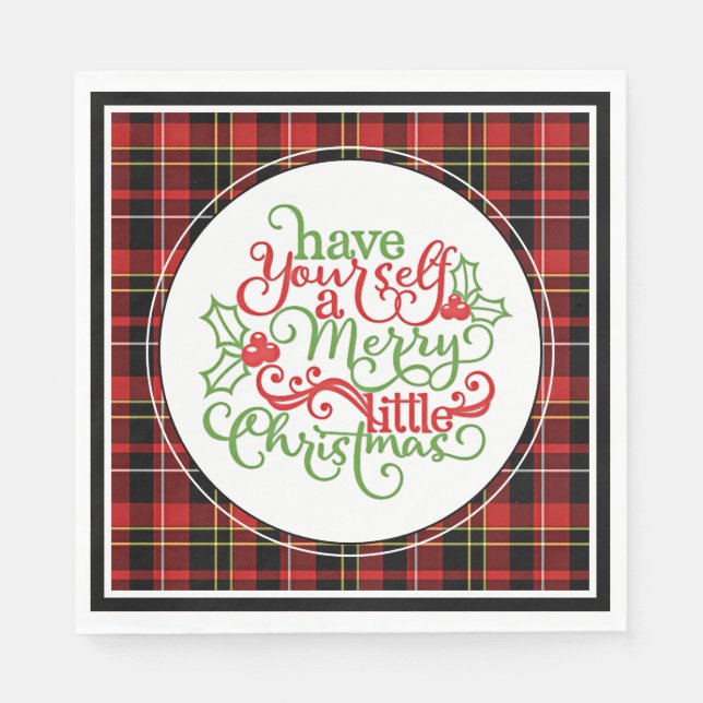 Chic Classic Red Black Yellow White Tartan Pattern Napkins (Front)