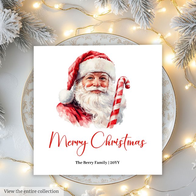 Chic Classic Santa Claus Watercolor Modern Holiday Napkins (Classic Santa Claus Watercolor Modern Holiday Napkin)