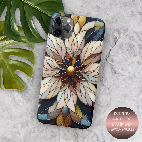 Chic Classic Stained Glass Floral Art Pattern iPhone 15 Pro Max Case