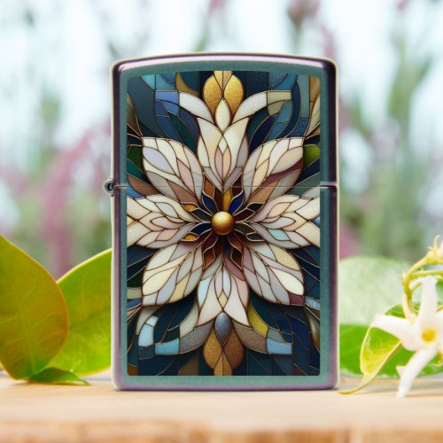 Chic Classic Stained Glass Floral Art Pattern Zippo Lighter