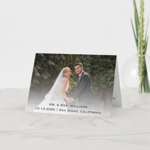 Chic Classic Trendy Wedding Photo Bride And Groom Letterpress Thank You Card