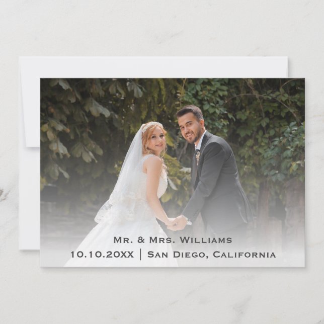 Chic Classic Trendy Wedding Photo Bride And Groom Thank You Card (Front)