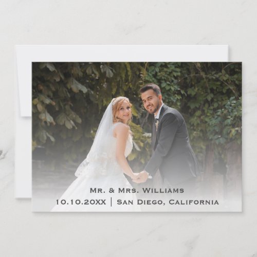 Chic Classic Trendy Wedding Photo Bride And Groom Thank You Card