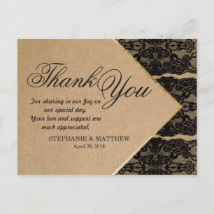 Chic & Classy Black Lace, Gold, & Recycled Paper Postcard