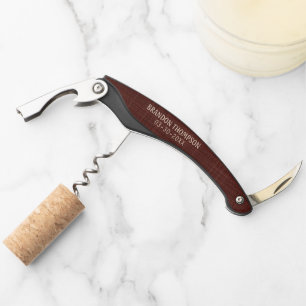 Chic Classy Burgundy Dark Red Weave Pattern Waiter's Corkscrew