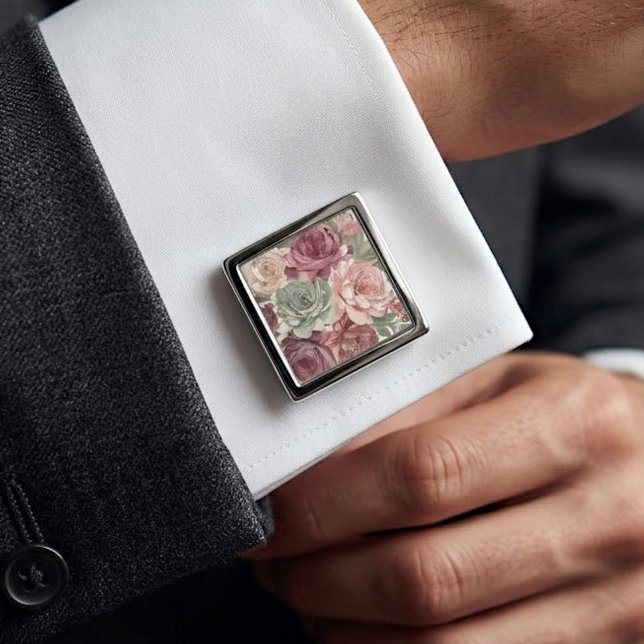 Chic Classy Cufflinks With French Floral Art (Creator Uploaded)