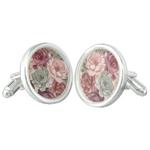 Chic Classy Cufflinks With French Floral Art