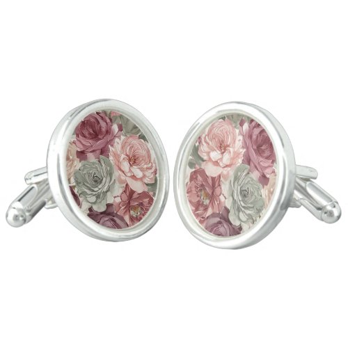 Chic Classy Cufflinks With French Floral Art