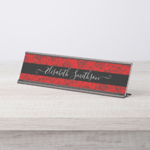Chic Classy Elegant Custom Professional Floral Desk Name Plate