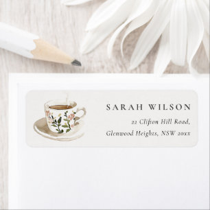 Chic Classy Floral Tea Cup Address Tea Party Label