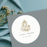 Chic Classy Minimal Gold Ganesh Indian Wedding Classic Round Sticker<br><div class="desc">If you need any further customisation please feel free to message me on yellowfebstudio@gmail.com.</div>