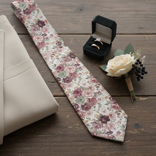 Chic Classy Neck Tie With Unique Pastel Floral Art (Creator Uploaded)