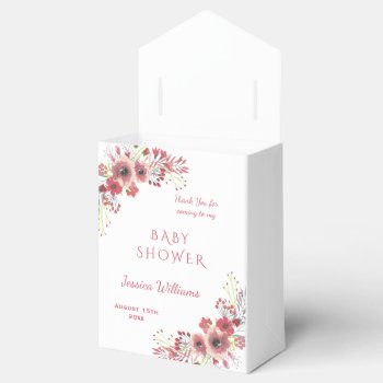 Chic Classy Red Floral Watercolor Baby Shower Favor Boxes by Sarah_Designs at Zazzle