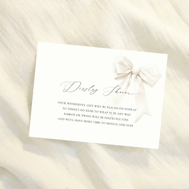 Chic Classy White Bow Display Shower Bridal Shower Enclosure Card (Creator Uploaded)