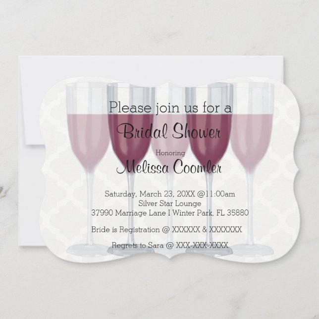 Chic Classy Wine Glass Bridal Shower Invitation (Front)