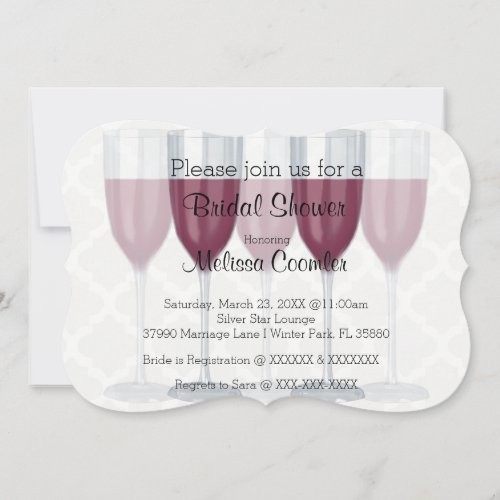 Chic Classy Wine Glass Bridal Shower Invitation