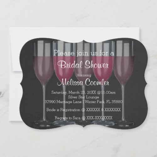 Chic Classy Wine Glass Bridal Shower Invitation