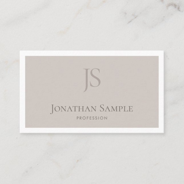 Chic Clean Design Modern Monogram Plain Excellent Business Card (Front)