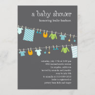 Chic Clothesline Baby Shower Invitation (Boy)