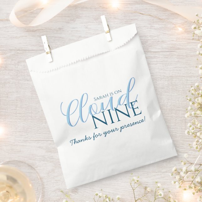 Chic Cloud Nine Modern Script bridal shower  Favor Bag (Clipped)