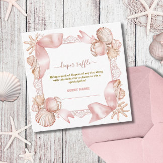 Chic coastal Pearl blush Pink Diaper Raffle Enclosure Card