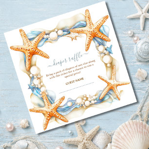 Chic coastal Sea you soon baby showe Diaper Raffle Enclosure Card