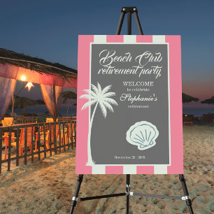 Chic Coastal Stripe Beach Club Retirement Party Foam Board