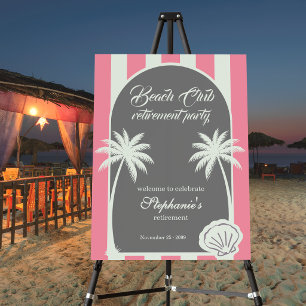 Chic Coastal Stripe Beach Club Retirement Party Foam Board