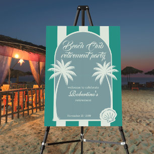 Chic Coastal Stripe Beach Club Retirement Party Foam Board