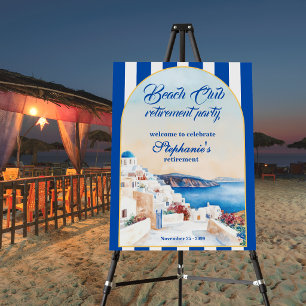 Chic Coastal Stripe Greece Beach Club Retirement Foam Board