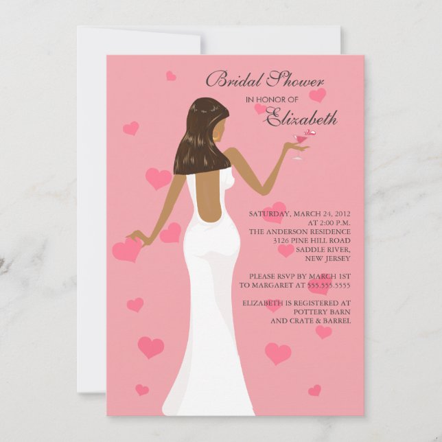 Chic Cocktail Bride Bridal Shower Invitation Pink (Front)