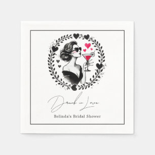 Chic Cocktail Drunk in Love Bridal Shower Napkins