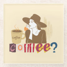Chic Coffee Lover Retro Glass Coaster