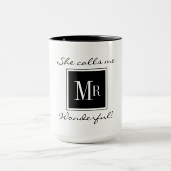 Chic Coffee Mug_"mr Wonderful" Black/white Mug by GiftMePlease at Zazzle