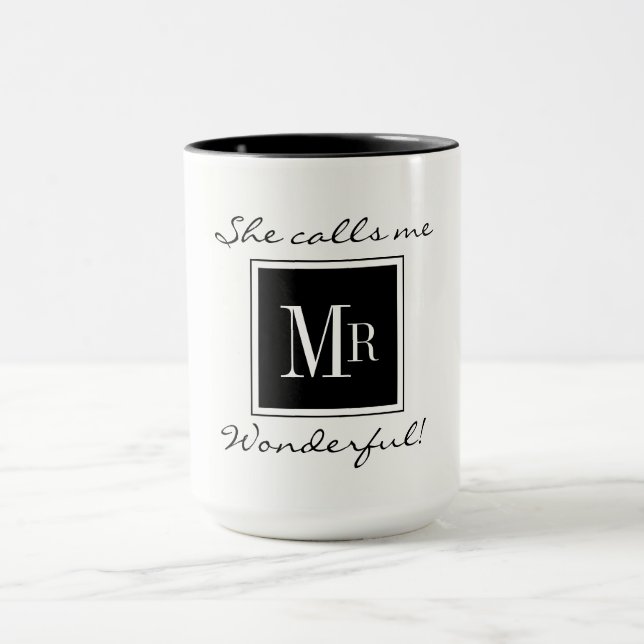 CHIC COFFEE MUG_"MR WONDERFUL" BLACK/WHITE MUG (Center)