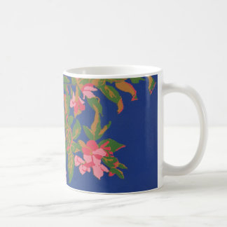 Chic Coffee Mug, Pink Japonica on Blue Coffee Mug