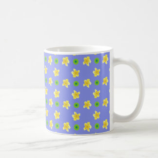 Chic Coffee Mug: Primroses, Polkas on Blue Mug
